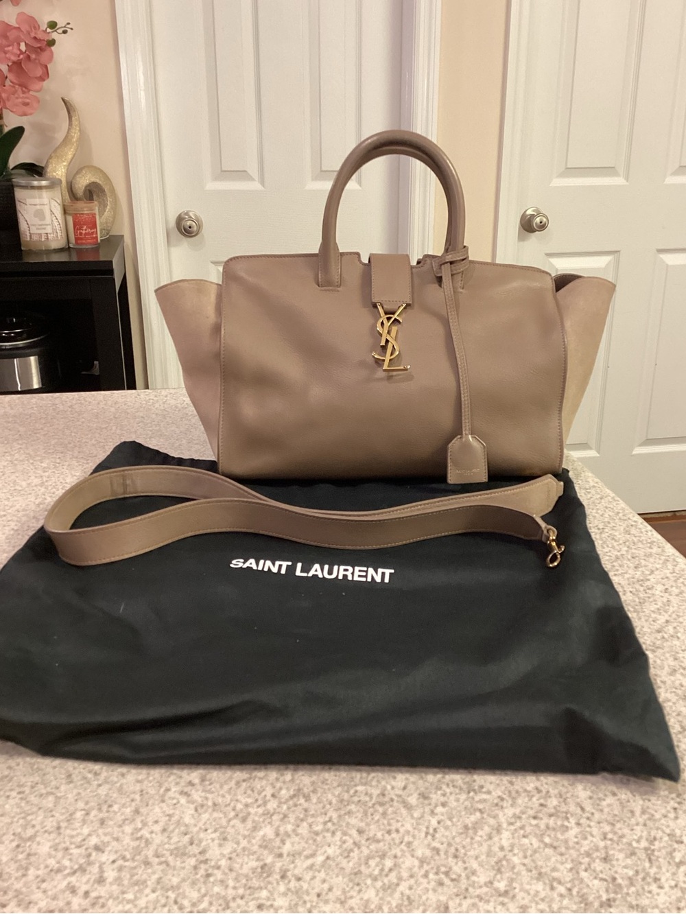 Saint Laurent YSL Taupe Satchel - Picture 2 of 15